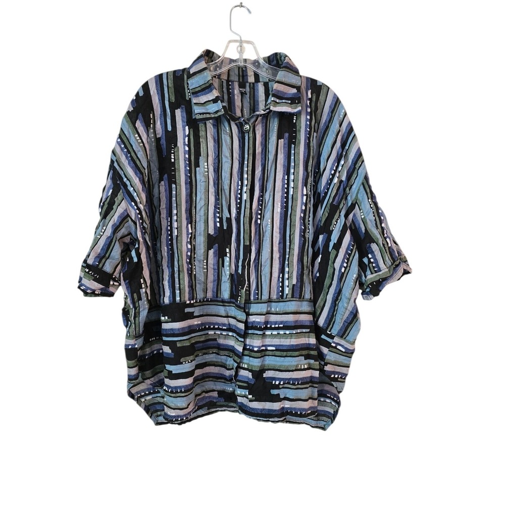 DRESS TO KILL Women' Button Down Shirt Blouse Stripes One Size Fits All Multicol